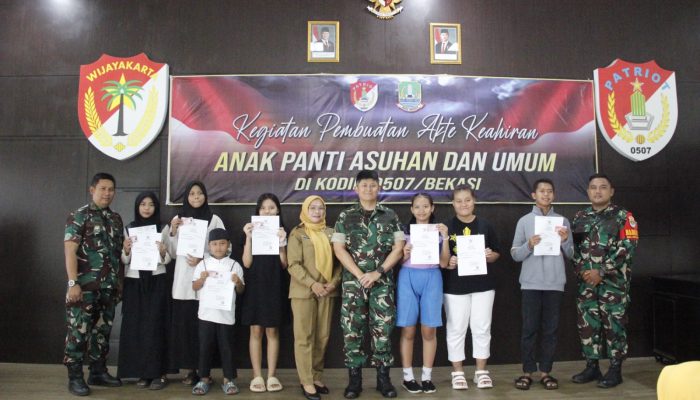 Kodim 0507/Bekasi Bekerja Sama dengan Dukcapil dan Dinsos Kota Bekasi Gelar Pembuatan Identitas Kependudukan untuk Anak-anak Panti Asuhan