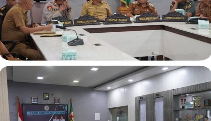 Bupati Karo dan Jajaran Forkopimda Kab. Karo Ikuti Rakor Pengendalian Inflasi dan Sosialisasi Sekolah Unggul Garuda