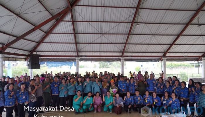 Ketua Pembina Posyandu Kabupaten Karo, Roswitha Antonius, Hadiri Pelaksanaan Imunisasi di Desa Kubucolia
