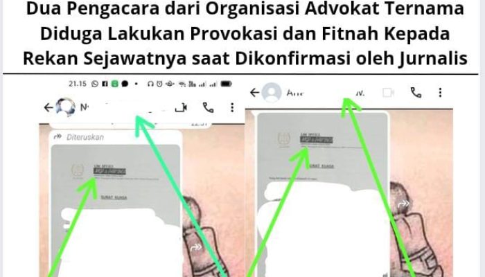 Dua Pengacara dari Organisasi Advokat Ternama Diduga Lakukan Provokasi dan Fitnah Kepada Rekan Sejawatnya saat Dikonfirmasi oleh Jurnalis