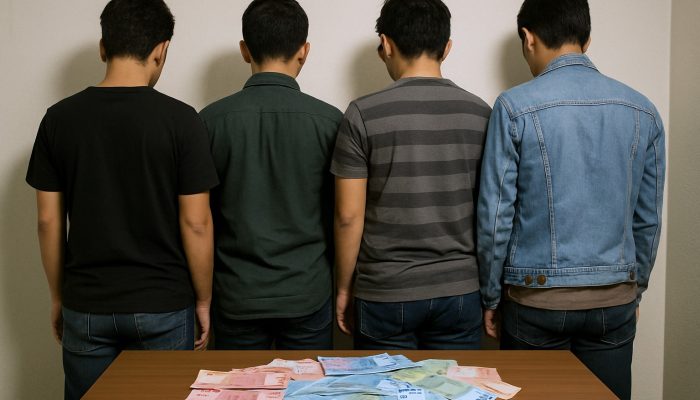 Empat Pria Diamankan Satgas Anti Premanisme Polres Aceh Utara Terkait Pungli Uang Keamanan ke Pedagang
