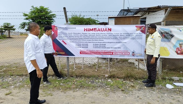 Satgas Anti Premanisme Polres Aceh Utara Pasang Spanduk Imbauan di Lokasi Strategis