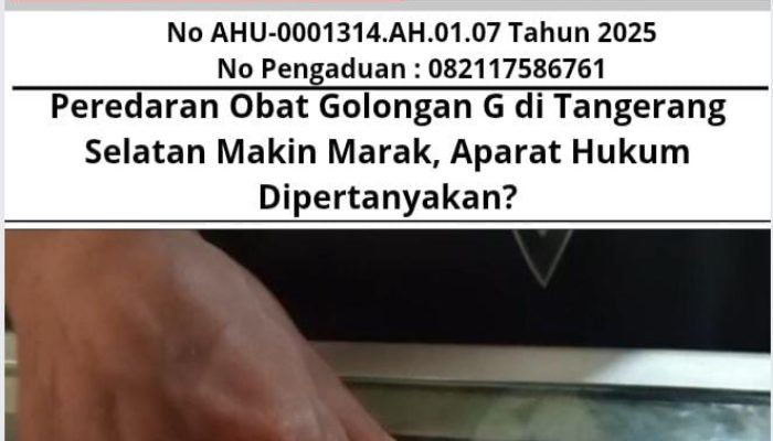 Peredaran Obat Golongan G di Tangerang Selatan Makin Marak, Aparat Hukum Dipertanyakan?