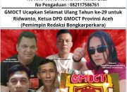GMOCT Ucapkan Selamat Ulang Tahun ke-29 untuk Ridwanto, Pemimpin Redaksi Bongkarperkara