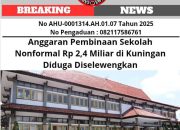 Anggaran Pembinaan Sekolah Nonformal Rp 2,4 Miliar di Kuningan Diduga Diselewengkan