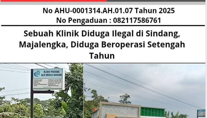 Sebuah Klinik Diduga Ilegal di Sindang, Majalengka, Diduga Beroperasi Setengah Tahun
