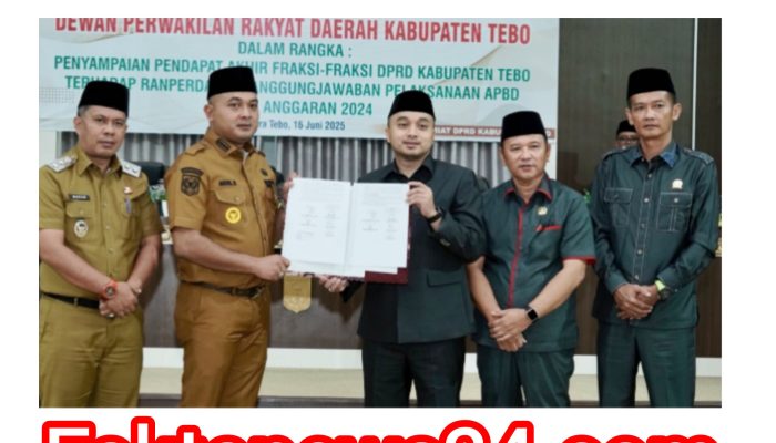Ketua DPRD Tebo Gelar Paripurna Pandangan Akhir Fraksi Terhadap Pertanggung Jawaban APBD 2024