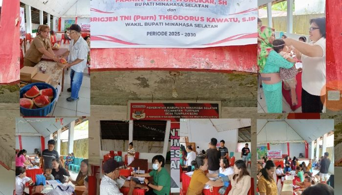 Tingkatkan Pelayanan Kesehatan, Brikan Makanan Bergizi, Pemdes Tumpaan Baru Gelar Posyandu Rutin.
