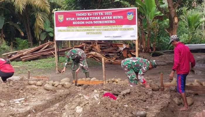 Satgas TMMD Kodim 0428/Mukomuko Fokus Bangun Rumah Dan Infrastruktur Jalan