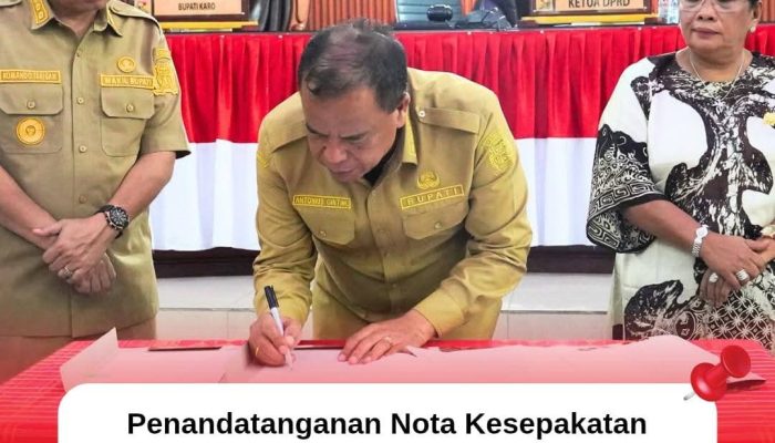 Penandatanganan Nota Kesepakatan Perubahan KUA dan PPAS APBD Kabupaten Karo 2025 antara Bupati Karo dan Pimpinan DPRD Kabupaten Karo