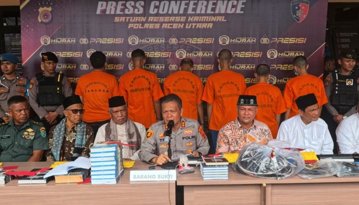 Polres Aceh Utara Amankan Enam Pria Diduga Sebar Ajaran Millah Abraham