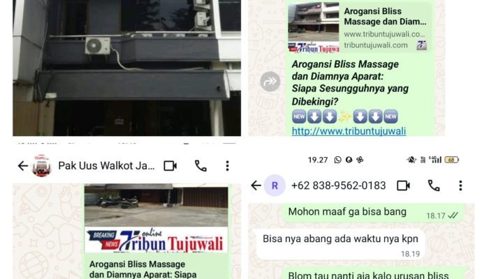 Prostitusi Terselubung di Kebon Jeruk Bliss Massage Viral Owner Kembali Lecehkan Media Pemkot jakbar “Bungkam”, Lapor Gubernur