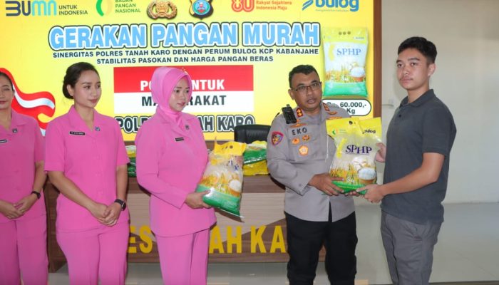 Polres Tanah Karo Bersinergi dengan Bulog Gelar Gerakan Pangan Murah, Jaga Stabilitas Harga Beras
