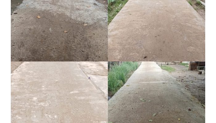 Masyarakat bertanya-tanya pada pekerjaan renovasi rabat beton belum sampai satu tahun jalan sudah hancur ditimpa air ujan