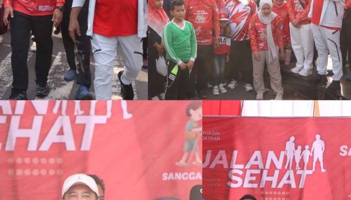 Kapolres Banyuasin Bersama Forkopimda mengikuti jalan sehat dalam rangka semarak HUT RI ke 80