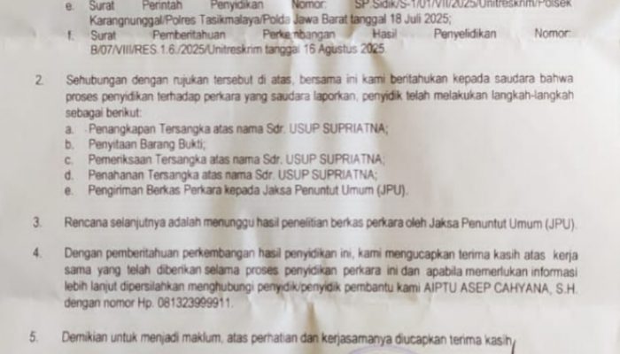 Media SBI Apresiasi untuk Polsek Karangnunggal dan Polres Tasikmalaya atas Pengungkapan Kasus Penganiayaan Jurnalis