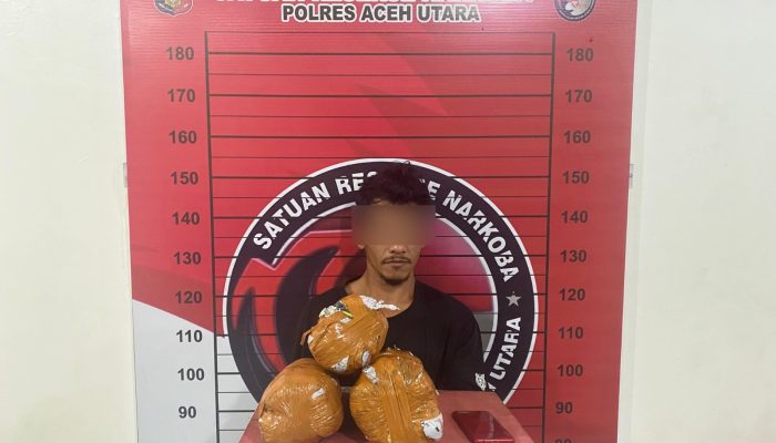 Polisi Amankan 2,7 Kg Ganja dari Seorang Pria di SPBU Lhoksukon