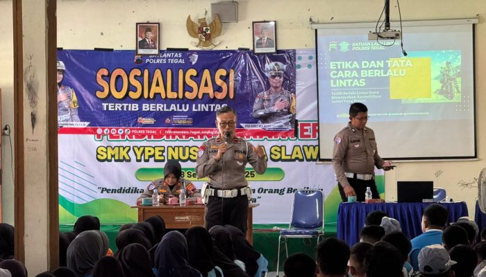 Cegah Kecelakaan dan Bullying, Polres Tegal Beri Edukasi pada Ratusan Pelajar di Slawi
