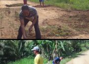 Karang Taruna Bangkit Sinar Muda (BSM) Lakukan Gotong Royong Timbun Jalan Berlubang.