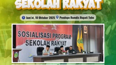 Wakil Bupati Tebo Hadiri Sosialisasi Sekolah Rakyat dan Penyerahan Bantuan Sosial dari Kemensos RI
