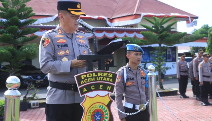 Kapolres Aceh Utara Pimpin Upacara Sertijab 9 Pejabat Baru