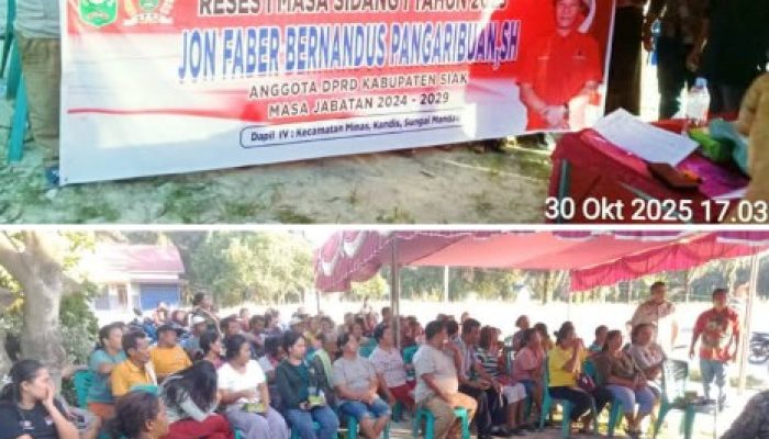 Jemput dan Serap Aspirasi Masyarakat Dewan DPRD Siak Jon Faber Bernandus Pangaribuan Gelar Reses di Desa Kampung Kandis.