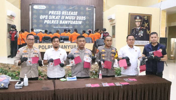 Polres Banyuasin gelar Press release dalam Ops Sikat II Musi 2025