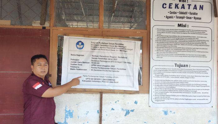 Diduga Tak Sesuai Spesifikasi, Proyek Revitalisasi SDN 1 Gabuswetan Disorot LSM ABRI