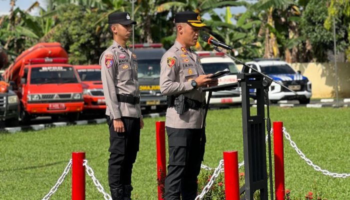 Kapolres Oku Selatan Pimpin Langsung Apel Kesiapan Tanggap Darurat Bencana Hidrometeorologi