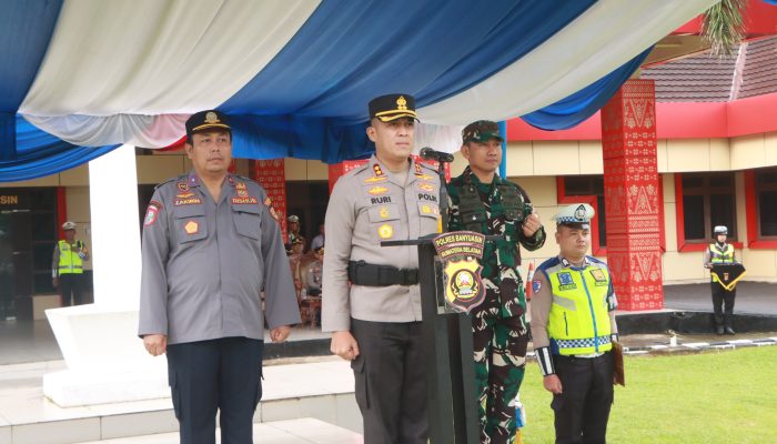Polres Banyuasin Gelar Apel Pasukan Operasi Lilin Musi 2025, Siap Amankan Arus Mudik Dan Balik