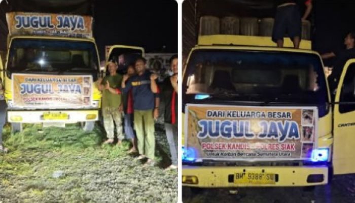 Wujud Kepedulian Nyata, Polsek Kandis Polres Siak Bersama CV. Jugul Jaya Kirim Bantuan untuk Korban Bencana di Tiga Provinsi