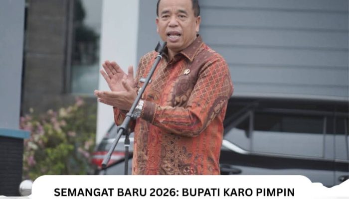 SEMANGAT BARU 2026 BUPATI KARO PIMPIN APEL GABUNGAN DI HALAMAN KANTOR BUPATI