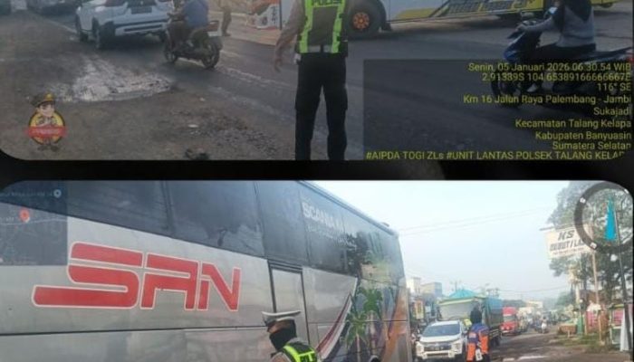 Pos Lantas KM 12 Polsek Talang Kelapa Gelar Strong Point Pagi, Arus Lalu Lintas Kondusif