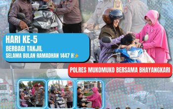 Polres Mukomuko Bersama Bhayangkari Berbagi Berkah Puasa ke-5 Ramadhan, Bagikan Lebih dari 100 Takjil