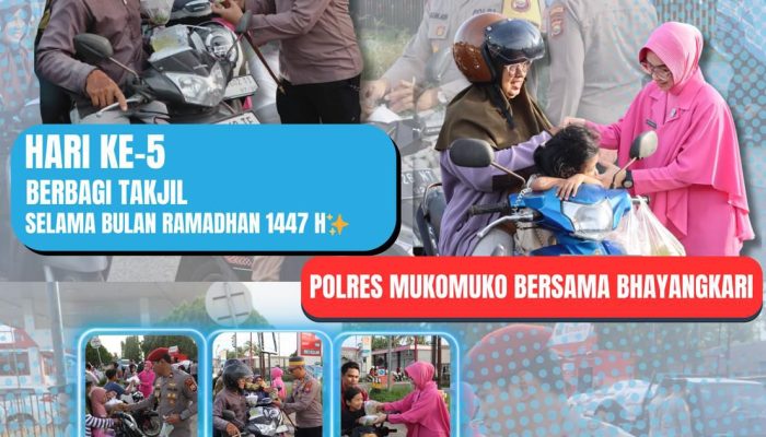 Polres Mukomuko Bersama Bhayangkari Berbagi Berkah Puasa ke-5 Ramadhan, Bagikan Lebih dari 100 Takjil