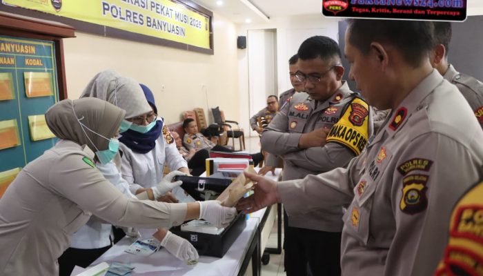 Komitmen Bersih Narkoba, Kapolres Banyuasin dan Jajaran Pimpinan Jalani Tes Urine