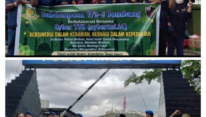 Jurnalistik Jombang bersatu dan ciber TNI ,polri membagikan takjil bersama di depan kantor PM Jombang.