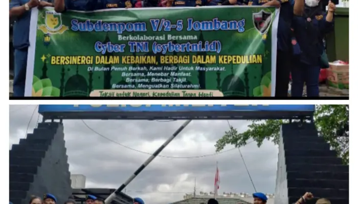 Jurnalistik Jombang bersatu dan ciber TNI ,polri membagikan takjil bersama di depan kantor PM Jombang.