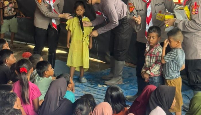 Mahasiswa STIK Angkatan 83 Laksanakan Trauma Healing di Desa Lubuk Pusaka