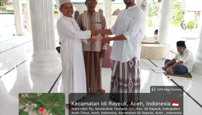 Lagi,Geuchik Seunebok Teungouh PP Serahkan Bantuan Masjid Melalui BKM Babus Sa’dah.
