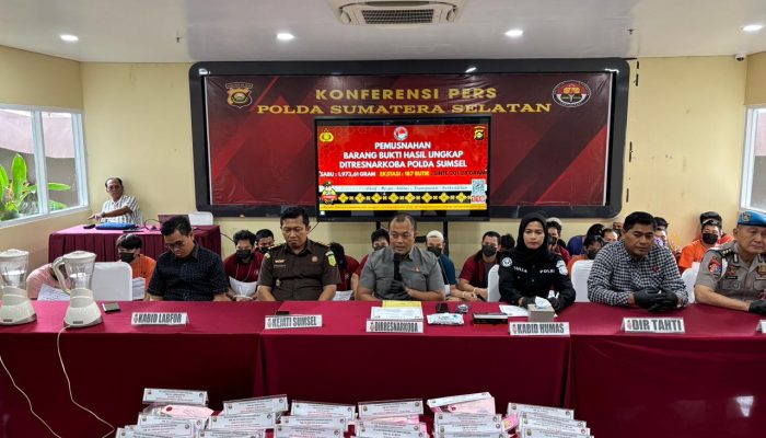 Transparansi Penegakan Hukum, Polda Sumsel Musnahkan Sabu, Ekstasi, dan Sinte Hasil Operasi