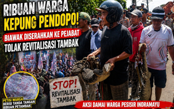 Ribuan Warga Pesisir Demo di Pendopo Indramayu, Serahkan Biawak dan Petisi Tolak Revitalisasi Tambak