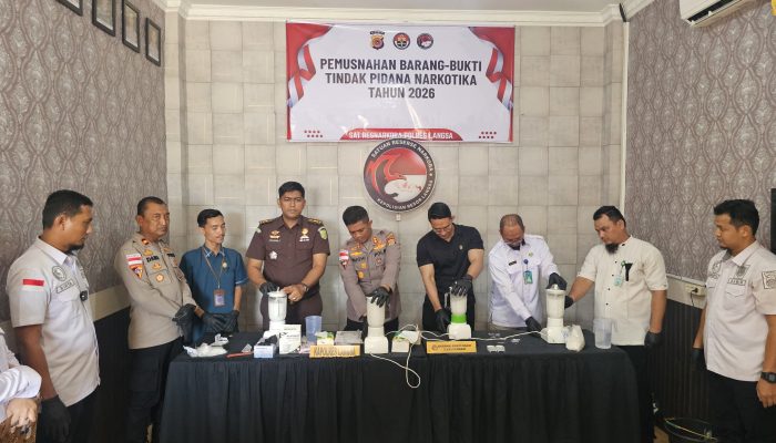 Polres Langsa Musnahkan 2,5 Kg Sabu, Lebih 20 Ribu Jiwa Berhasil Diselamatkan