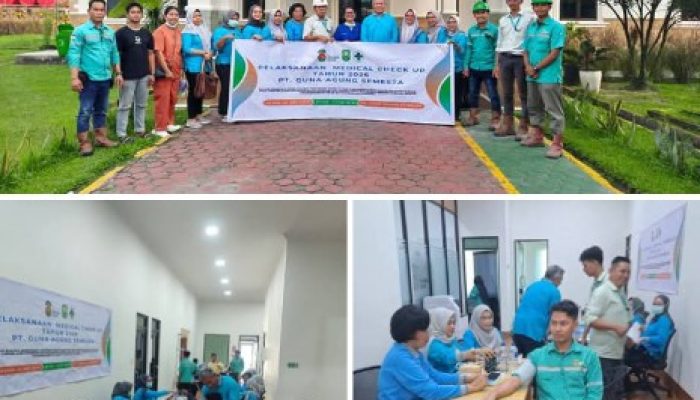 PT. Guna Agung Semesta Bekerjasama Dengan Puskesmas Kandis Adakan Pemeriksaan Kesehatan Staf dan Karyawan Jalani Tes Urin
