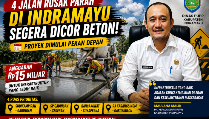Empat Ruas Jalan Rusak Parah di Indramayu Segera Dicor Beton, Proyek Dimulai Pekan Depan
