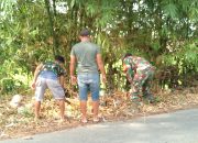 Babinsa Desa Panongan Bersama Pemdes dan Warga Laksanakan Kerja Bakti Pembersihan Lingkungan ‎