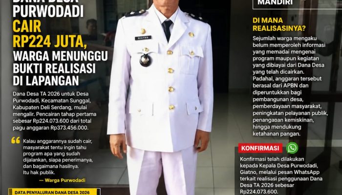Dana Desa Purwodadi Cair Rp224 Juta, Warga Menunggu Bukti Realisasi di Lapangan