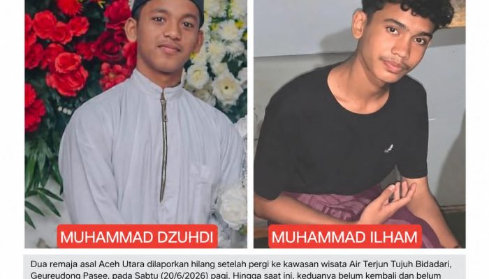 Usai Pergi ke Air Terjun Tujuh Bidadari, Dua Remaja Aceh Utara Dilaporkan Hilang