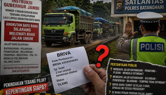 BRIVA Terbit Setelah 3 Hari, Publik Pertanyakan Pengawasan Propam Polda Jambi dan Konsistensi Penindakan Angkutan Batu Bara di Batanghari