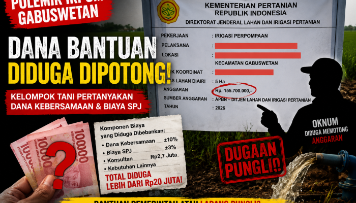 Polemik dugaan pemotongan anggaran Program Irigasi Perpompaan (IRPOM) di Kecamatan Gabuswetan juga mendapat sorotan dari Advokat Muhammad Sholeh, SH.